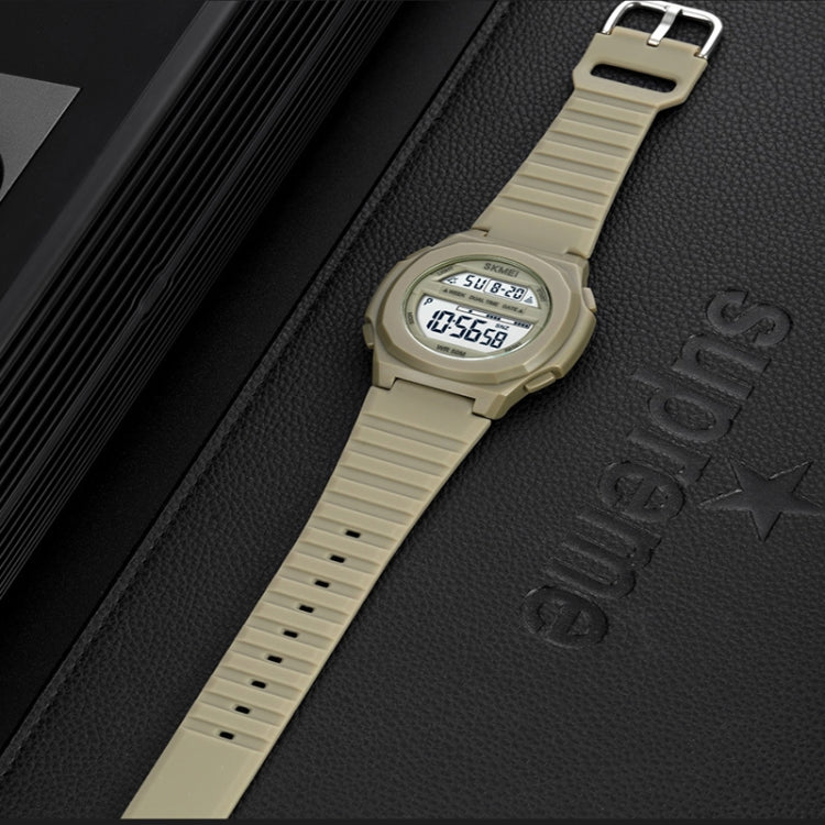 skmei-1821-stainless-steel-buckle-silicone-strap-electronic-watchkhaki